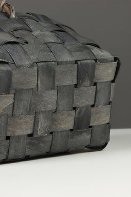 Корзина плетёная для хранения, 22×15×12 см, ручка h=12 см, ива, серая