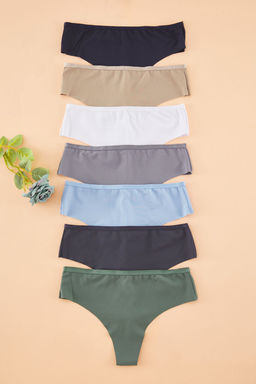 Trendyolmilla Cok Renkli 7li Paket Micro Yuksek Bel Tanga Orme Kulot THMSS25KU00035