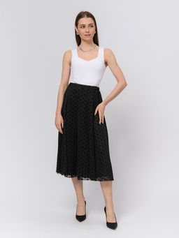 Юбка черного цвета длины миди двухслойная
