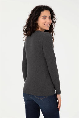 Женский базовый свитер антрацитового меланжевого цвета с v-образным вырезом - U.s. polo assn фото 5