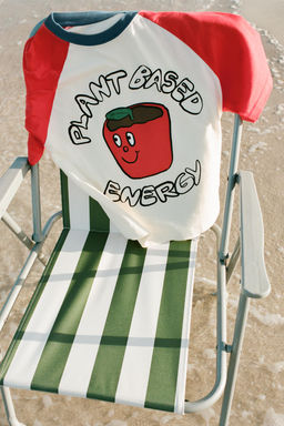 CAMISETA MANGA RANGL?N ESTAMPADO / Rojo - Zara фото 7