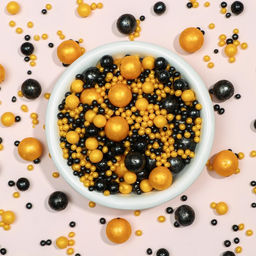 Цена за 2 шт. Кондитерская посыпка с мягким центром Жемчуг черно-золотая, 50 г - Кондимир фото 3