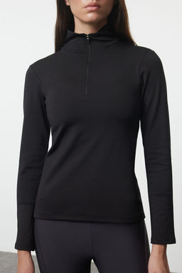 TRENDYOLMILLA Siyah Ekstra S?cak Tutan Fermuarl? Polar K?sl?k Orme Spor Sweatshirt THMAW25SW00004  фото 4