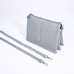 Сумка кросс-боди на молнии, 2 наружных кармана, цвет серо-голубой - Simaland фото 6