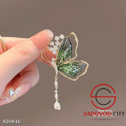 Брошь цветная бабочка со стразами