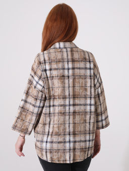 Бежевая рубашка в клетку женская - Almond фото 6