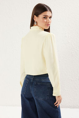 Sar? Crop Regular Normal Kal?p Dokuma Gomlek TWOSS23GO00117