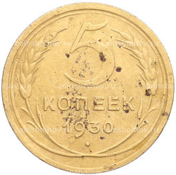 Монета 5 копеек 1930 года