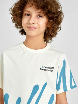 Футболка для мальчиков бежевая с дизайнерским рисунком и текстом - Mark formelle фото 5