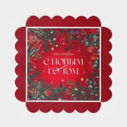 Цена за 5 шт. Коробка для кондитерских изделий новогодняя с пластиковой крышкой «С Новым годом», 21×21×3 см