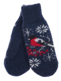 Варежки женские "Снегирь и снежинки" КРУГ 3472-7