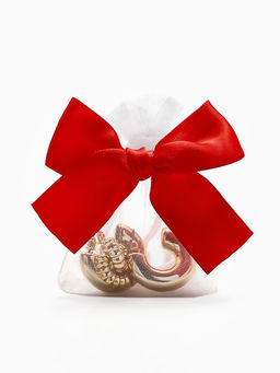 Цена за 50 шт. Мешочек подарочный «Бант органза», 7×9 см, бело-красный