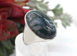 Крупный перстень с индийским агатом 21*28мм цв.зеленый Радуга камня