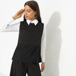 Блуза комбинированная Кейт Мосс отдыхает (black)