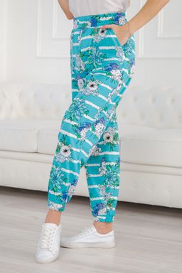 Брюки женские из футера Забава маки на ментоле - Амадэль фото 14