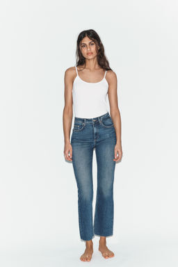 JEANS TRF CROPPED FLARE TIRO ALTO / Azul