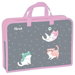 Папка на молнии с ручками А4 F?rst "Kittens" ширина 75мм (FT-HB-750410) пластик