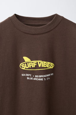 CAMISETA RELIEVE SURF VIBES / Marr?n - Zara фото 3
