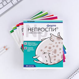 Цена за 3 шт. Тетрадь в клетку, 48 л., А5, на скрепке, блок №1 Котики таблетки МИКС - Artfox study фото 3