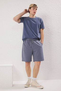 TRENDYOL MAN Basic Siyah Oversize/Genis Kesim Lastik Belli Bagc?kl? Sort TMNSS22SR0257