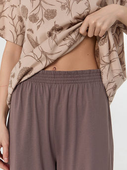 Комплект домашний женский коричневый с цветочным принтом - Mark formelle фото 4