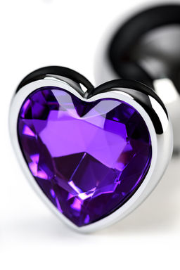 Анальная втулка Metal by TOYFA, металл, серебряная, с фиолетовым кристаллом, 8 см, 3 см, 165 г  фото 8