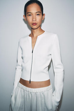 CHAQUETA PUNTO CREMALLERAS / Blanco - Zara фото 2