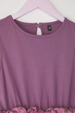 Mor K?z Cocuk %100 Pamuk Cicekli Bel Detayl? Kolsuz Mini Orme Elbise TKDSS25EL00080 - Trendyolmilla фото 3