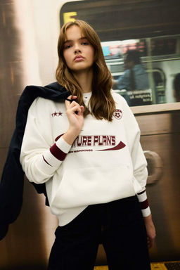 Толстовка из плотной ткани с капюшоном и принтом Cool Oversize - Defacto фото 3