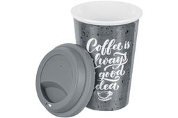 Стакан 400 мл 9,5*9,5*14 см Графит + силиконовая крышка, NEW BONE CHINA - Elan gallery фото 5