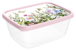 Цена за 2 шт. Контейнер для продуктов прямоугольный 1,5л с декором "Цветущий луг" (светло-розовый) 223111007/01