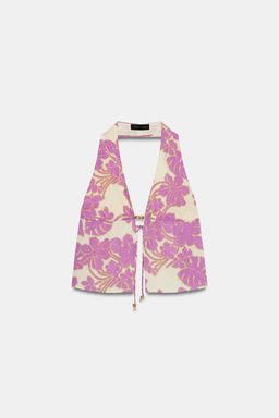 TOP HALTER ESTAMPADO ABALORIOS / 118 - Zara фото 6