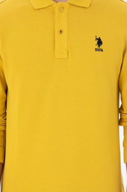 Мужской классический крой с воротником-поло темно-желтый базовый свитшот - U.s. polo assn фото 6