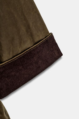 ZW COLLECTION WAXED JACKET WITH CORDUROY COLLAR - Zara фото 12