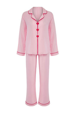 Trendyolmilla Ac?k Mavi Kalpli Biyeli Viskon Dokuma Pijama Tak?m? THMAW25PT00179  фото 13