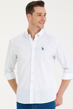 U. S. Polo Assn Мужская белая рубашка с принтом Saks - U.s. polo assn фото 15