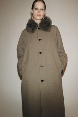 ZW COLLECTION LIMITED EDITION REVERSIBLE TRENCH COAT WITH FAUX FUR COLLAR
