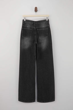 Trendyolmilla Wardrope Essentials Antrasit DOKUMLU Yuksek Bel Wide Leg Jeans TWOSS26JE00128