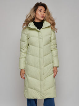 Пальто утепленное молодежное зимнее женское светло-зеленого цвета 52325ZS - Holdluck фото 9