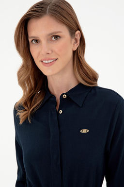 Женское темно-синее тканое платье Неожиданная скидка в корзине - U.s. polo assn фото 2