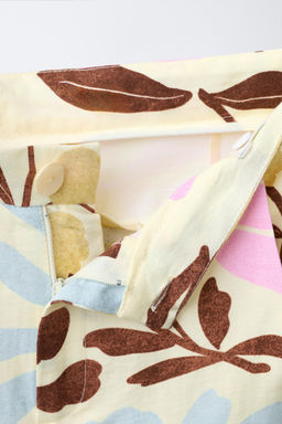 PANTAL?N ESTAMPADO FLORES CON LINO / Crudo - Zara фото 3