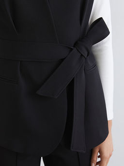 Kruvaze Yaka Beli Ku?akl? Kad?n Klasik Yelek