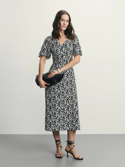 Платье миди с принтом из вискозы / Zarina