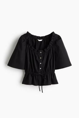 Blusa de algod?n con ribetes de volante