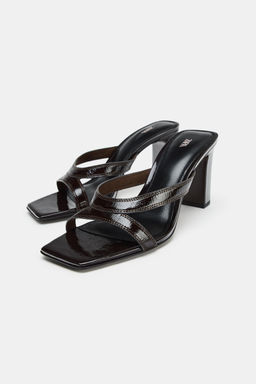 LEATHER HIGH-HEEL SANDALS WITH STRAPS - Zara фото 2
