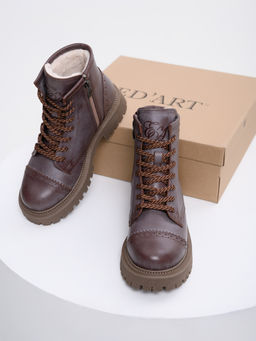 Ботинки 319.taskanaka.Вакса коричневая/шерсть