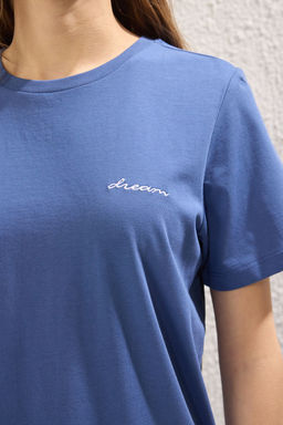 TRENDYOLMILLA Siyah 100 Pamuk Slogan Nak?sl? Regular Kal?p Orme T-Shirt TWOSS24TS00097 фото 3