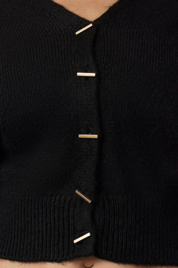 TRENDYOLMILLA Siyah V Yaka Crop Triko H?rka TWOAW25HI00074 фото 3