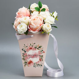 Переноска для цветов на лентах Только для тебя, 17 х 25 х 9 см