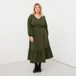 Платье женское миди MIST plus-size, зелёное, размер 56